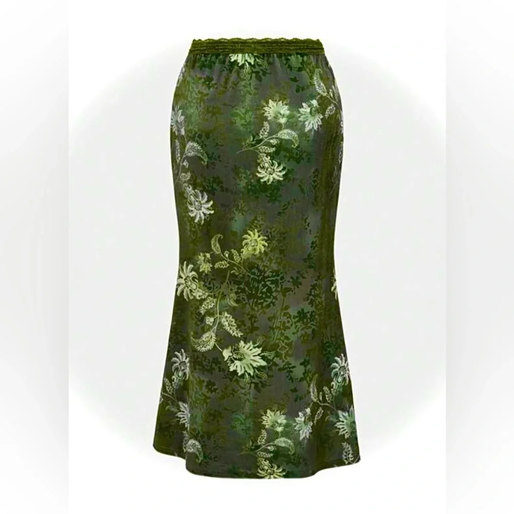 FLORAL A-LINE SHIMMER SKIRT | Shimmery Floral A-line Skirt | Women’s Size 6 - Picture 4 of 11